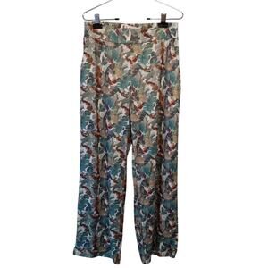 NWT Simply Noelle S/M Pockets Green Brown Rust White Flowy Knit Pants CUTE!